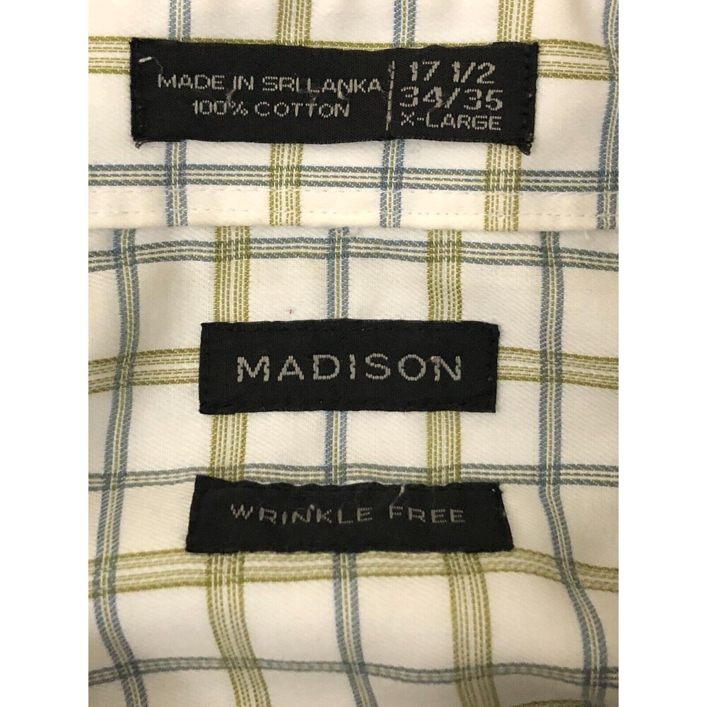 Madison Mens Shirt Button Down White And Blue XLarge Wrinkle Free - Picture 3 of 5